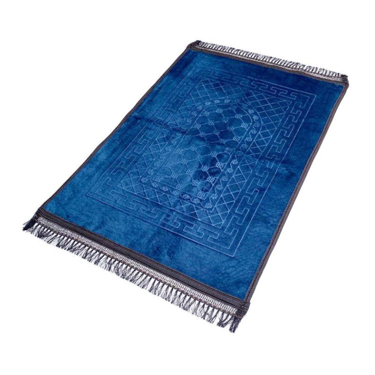 Grand Tapis de Prière - Bleu Pétrol - Motif Mirhab - Molletonné, Épais et Très Doux - Confortable et Anti-Dérapant