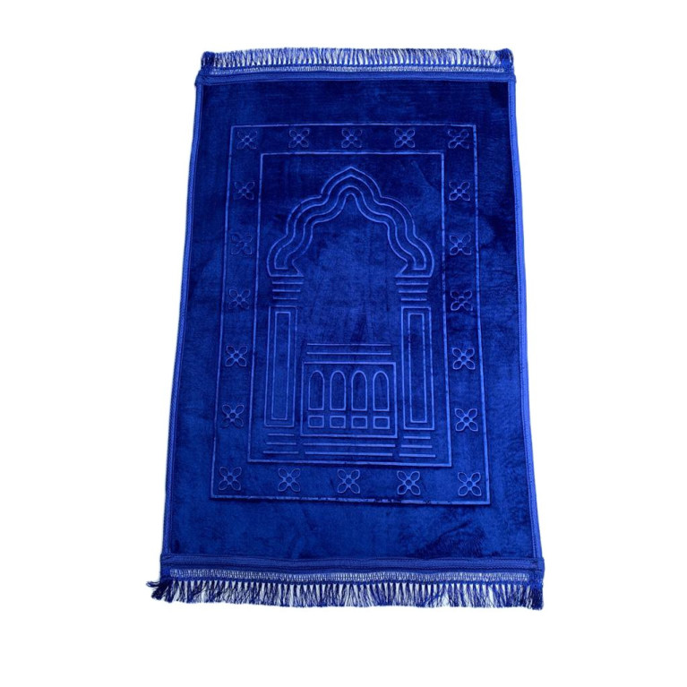 Grand Tapis de Prière - Bleu Roi  - Motif Mirhab - Molletonné, Épais et Très Doux - Confortable et Anti-Dérapant