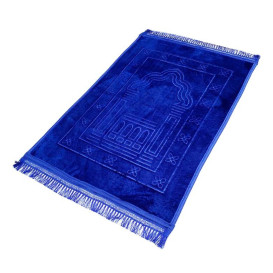 Grand Tapis de Prière - Bleu Roi  - Motif Mirhab - Molletonné, Épais et Très Doux - Confortable et Anti-Dérapant