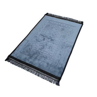 Grand Tapis de Prière - Gris Clair  - Motif Mirhab - Molletonné, Épais et Très Doux - Confortable et Anti-Dérapant