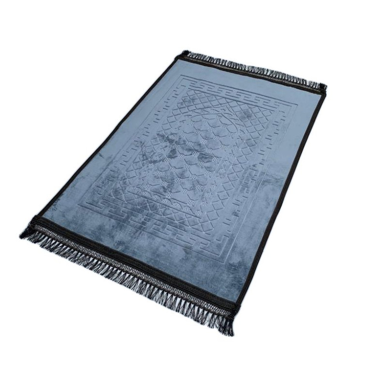 Grand Tapis de Prière - Gris Clair  - Motif Mirhab - Molletonné, Épais et Très Doux - Confortable et Anti-Dérapant