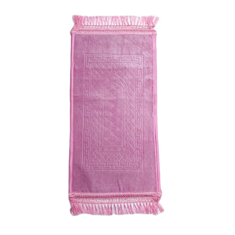 Tapis Enfant de Prière avec Motif Mirhab - Rose - Molletonné, Épais et Très Doux - Confortable et Anti-Dérapant - 42 x 80 cm