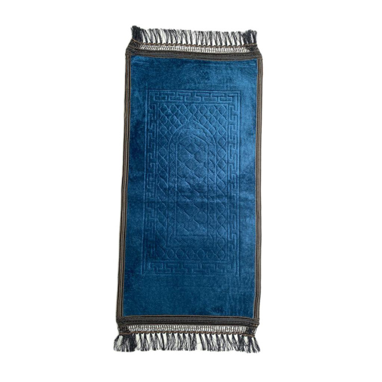 Tapis Enfant de Prière avec Motif Mirhab - Bleu Pétrole - Molletonné, Épais et Très Doux - Confortable et Anti-Dérapant - 42 x 8