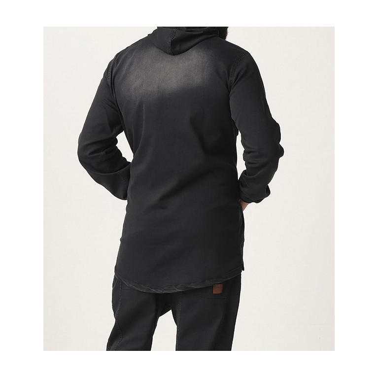 Sweat Capuche en Jean Stretch - Noir - Qaba'il : Haut Kameron Sweat Capuche en Jean Stretch - Noir - Qaba'il : Haut Kameron