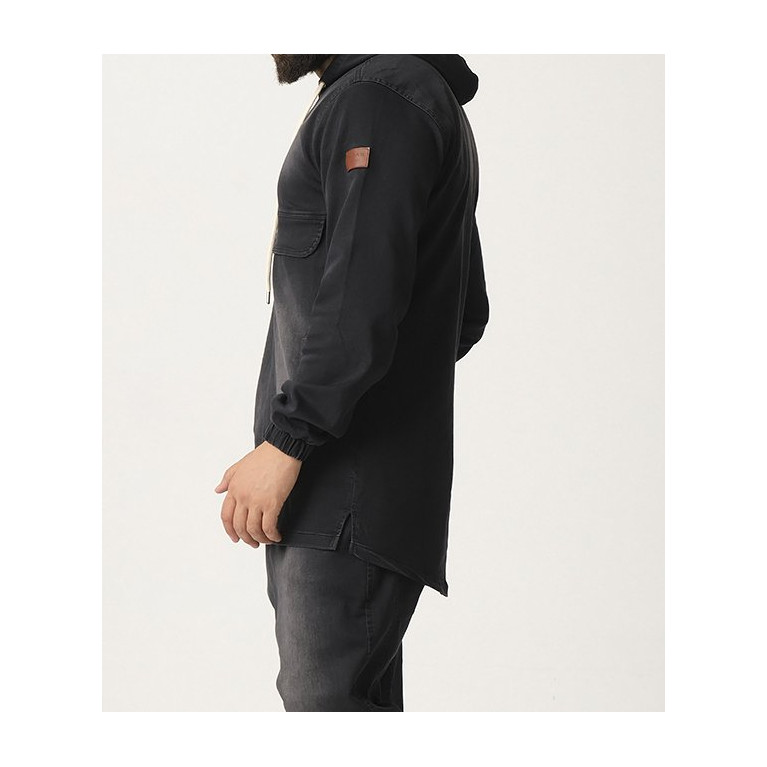 Sweat Capuche en Jean Stretch - Noir - Qaba'il : Haut Kameron Sweat Capuche en Jean Stretch - Noir - Qaba'il : Haut Kameron