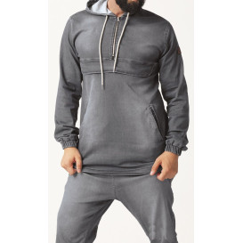 Sweat Capuche en Jean Stretch - Gris Clair - Qaba'il : Haut Kameron