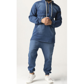 Ensemble Sarouel et Sweat Capuche Strecht - Bleu Clair, Survêtement Qaba'il : Strecht Kameron