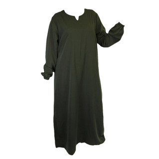 Robe Kaki El Bassira - Arbaya Simple - Modèle HE WP - Tissus Wool Peach n°52 - Couleur Unis