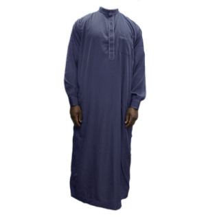 Qamis Gris Foncé coupe droite avec pantalon Afaq : bouton col et manches
