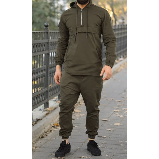 Ensemble Sarouel et Sweat Capuche Coton Strecht - Kaki, Survêtement Qaba'il : Coton Strecht Kameron Ensemble Sarouel et Sweat Capuche Coton Strecht - Kaki, Survêtement Qaba'il : Coton Strecht Kameron