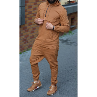 Ensemble Sarouel et Sweat Capuche Coton Strecht - Camel, Survêtement Qaba'il : Coton Strecht Kameron