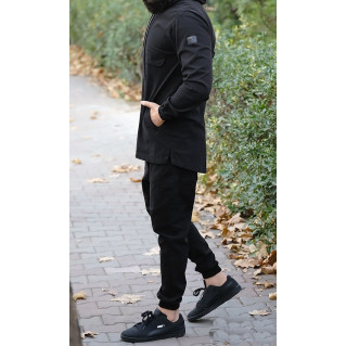 Ensemble Sarouel et Sweat Capuche Coton Strecht - Noir, Survêtement Qaba'il : Coton Strecht Kameron Ensemble Sarouel et Sweat Capuche Coton Strecht - Noir, Survêtement Qaba'il : Coton Strecht Kameron