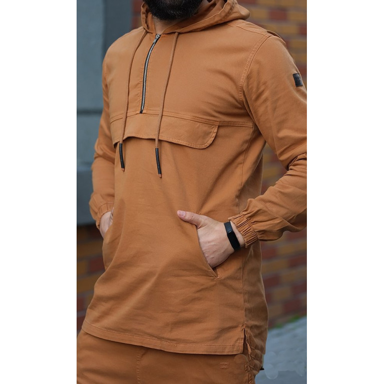 Sweat Capuche en Coton Stretch - Camel - Qaba'il : Haut Kameron