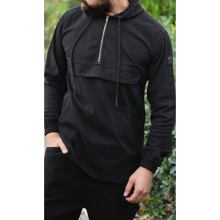 Sweat Capuche en Coton Stretch - Noir - Qaba'il : Haut Kameron