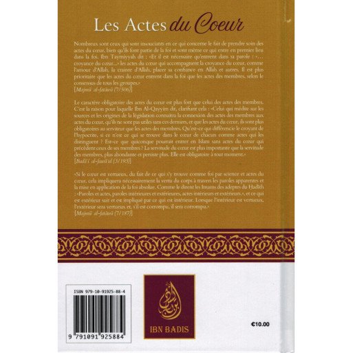Les Actes Du Cœur - Shaykh Al-Islam Ibn Taymiyya  - Edition Ibn Badis