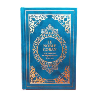 Le Noble Coran Bleu Caraîbes Doré - Edition de Luxe Couverture Daim - Index des Sourates - Français-Arabe - Orientica