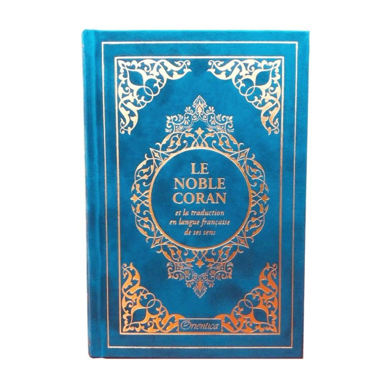 Le Noble Coran Bleu Caraîbes Doré - Edition de Luxe Couverture Daim - Index des Sourates - Français-Arabe - Orientica