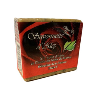 Savonnette d'Alep - Fleur à Rose de Damas - Huile d'Olive et Huile de Baies de Laurier - 100 gr