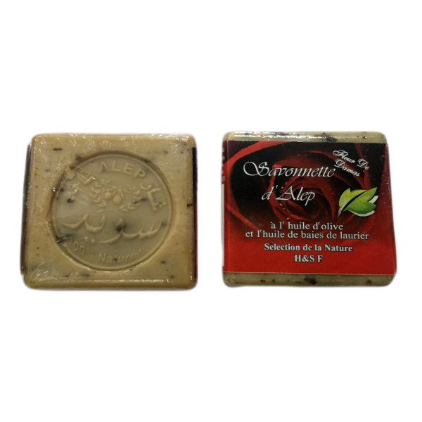 Savonnette d'Alep - Fleur à Rose de Damas - Huile d'Olive et Huile de Baies de Laurier - 100 gr