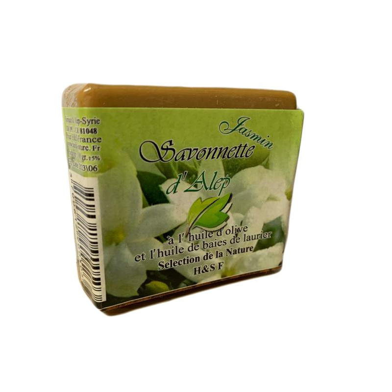 Savonnette d'Alep - Jasmin - Huile d'Olive et Huile de Baies de Laurier - 100 gr Savonnette d'Alep - Jasmin - Huile d'Olive et Huile de Baies de Laurier - 100 gr