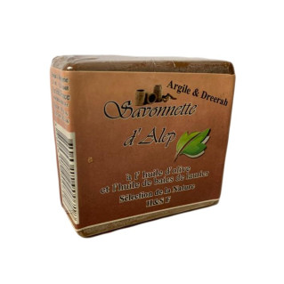 Savonnette d'Alep - Argile et Dreerah - Huile d'Olive et Huile de Baies de Laurier - 100 gr