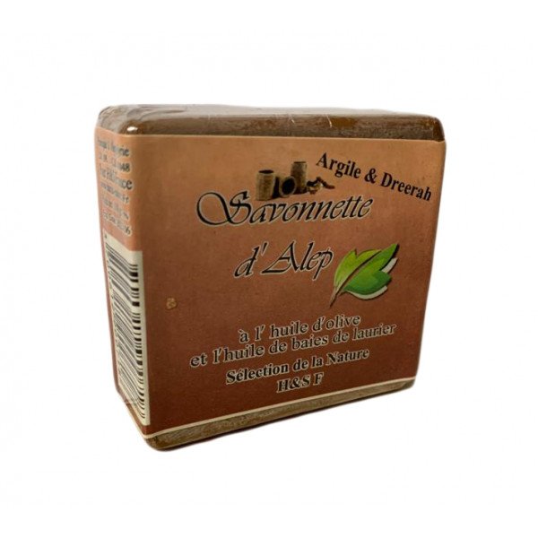 Savonnette d'Alep - Argile et Dreerah - Huile d'Olive et Huile de Baies de Laurier - 100 gr