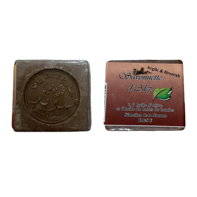 Savonnette d'Alep - Argile et Dreerah - Huile d'Olive et Huile de Baies de Laurier - 100 gr Savonnette d'Alep - Argile et Dreerah - Huile d'Olive et Huile de Baies de Laurier - 100 gr