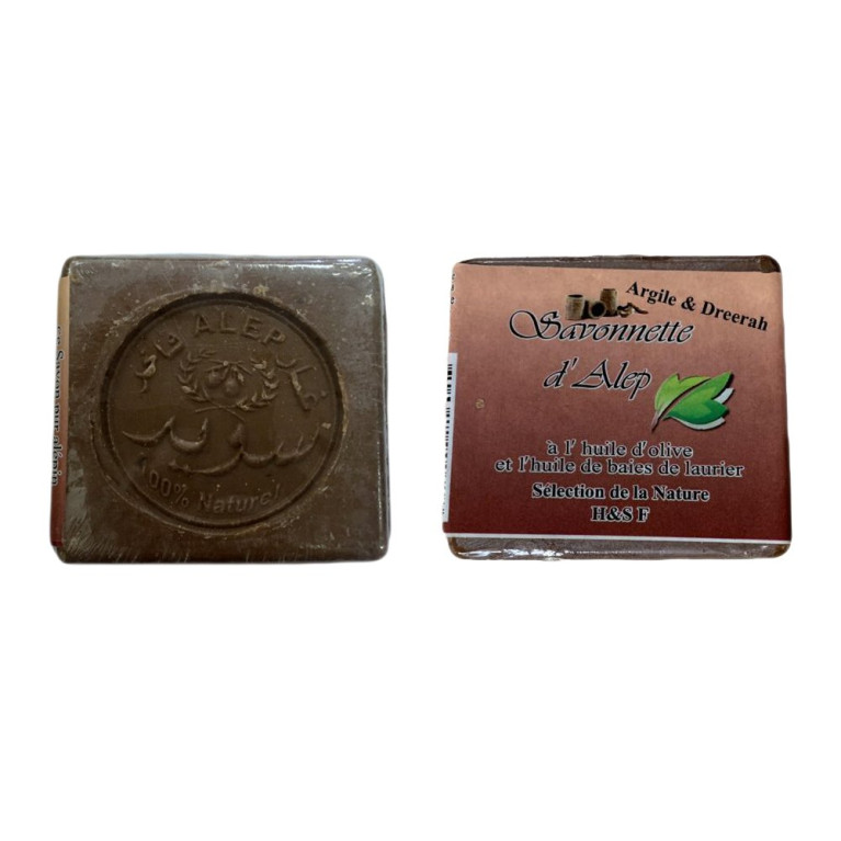 Savonnette d'Alep - Argile et Dreerah - Huile d'Olive et Huile de Baies de Laurier - 100 gr Savonnette d'Alep - Argile et Dreerah - Huile d'Olive et Huile de Baies de Laurier - 100 gr