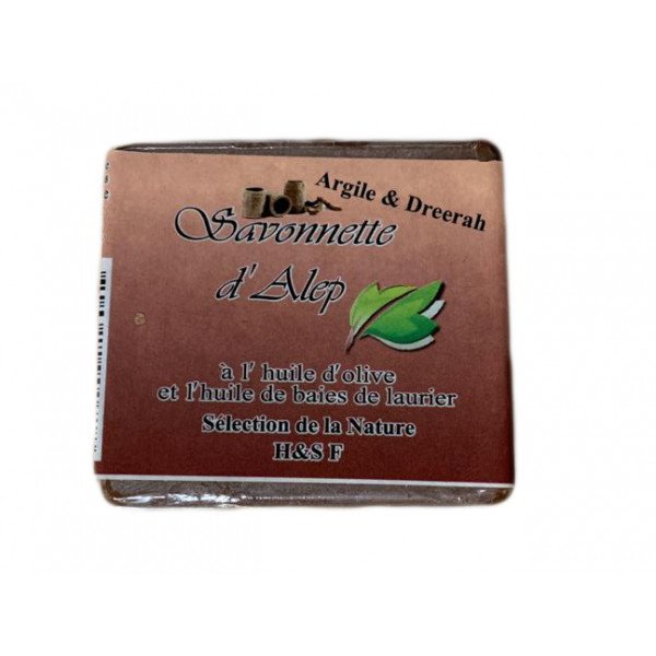 Savonnette d'Alep - Argile et Dreerah - Huile d'Olive et Huile de Baies de Laurier - 100 gr