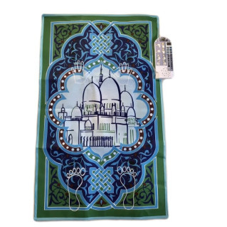 Tapis de Prière Interactif - 7 à 12 ans - Blue & Green : My Sajada