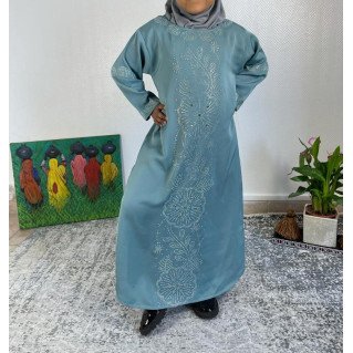 Abaya Fille Dubai Enfant - Bleu Clair