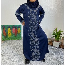 Abaya Fille Dubai Enfant - Bleu Nuit