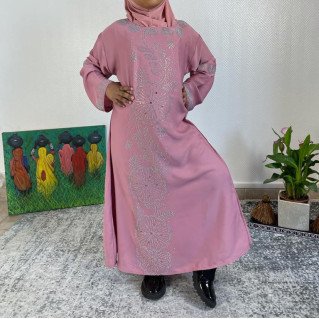 Abaya Fille Dubai Enfant - Rose