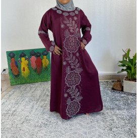 Abaya Fille Dubai Enfant - Bordeaux