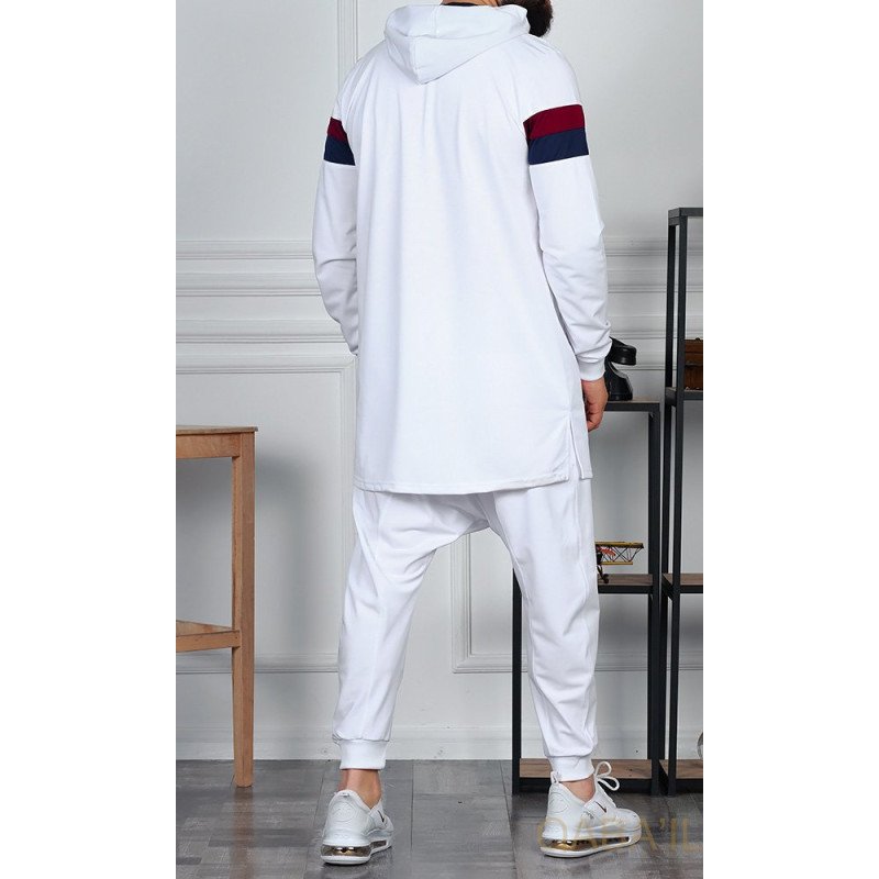 Ensemble Qamis Court Capuche et Saroual Blanc Al Hidayah