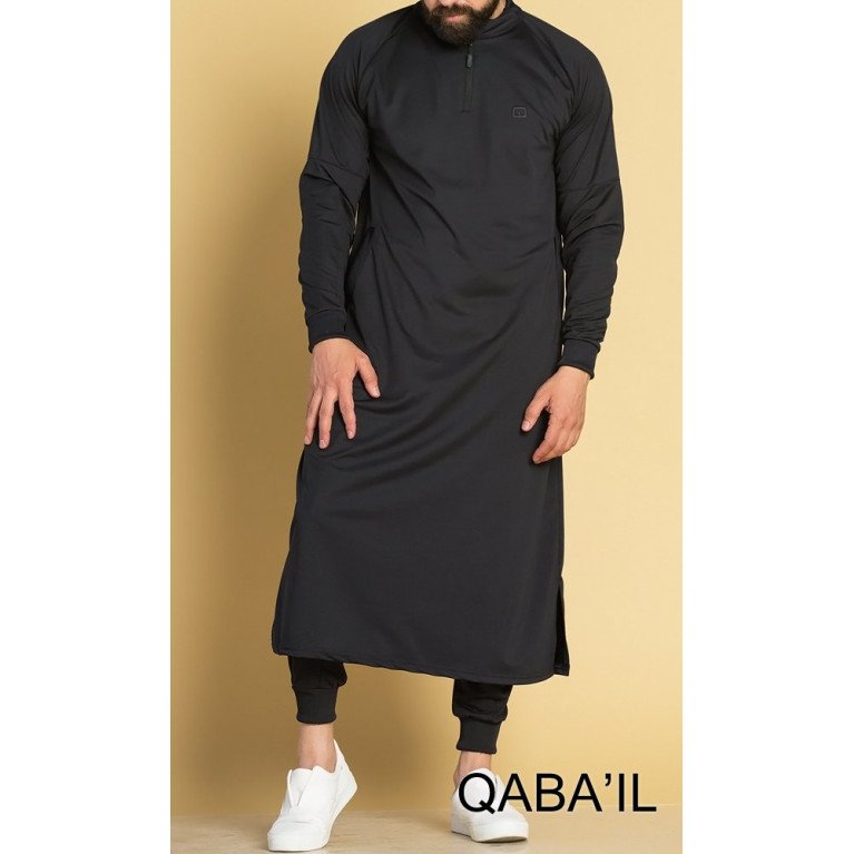 Qamis Long avec Saroual - Noir - Qaba'il : Longline