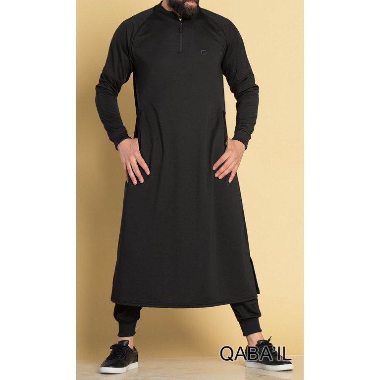 Qamis Long avec Saroual - Noir - Qaba'il : Longline