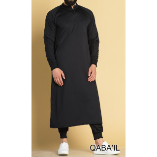 Qamis Long avec Saroual - Noir - Qaba'il : Longline