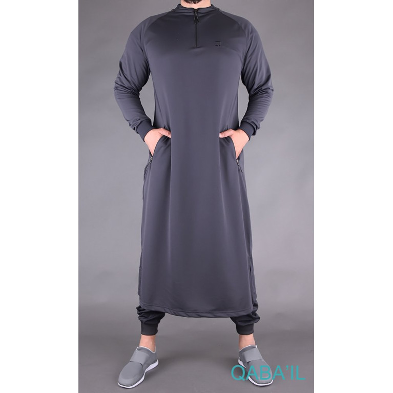 Qamis Long avec Saroual - Gris Anhtracite - Qaba'il : Longline 