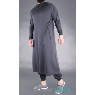 Qamis Long avec Saroual - Gris Anhtracite - Qaba'il : Longline 