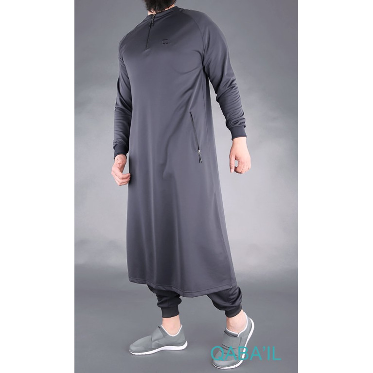 Qamis Long avec Saroual - Gris Anhtracite - Qaba'il : Longline 