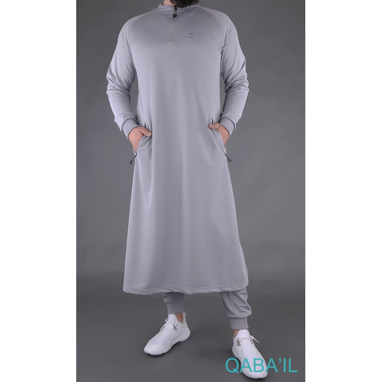 Qamis Long avec Saroual - Gris Clair - Qaba'il : Longline 