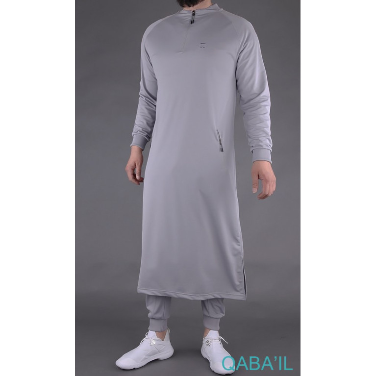 Qamis Long avec Saroual - Gris Clair - Qaba'il : Longline 