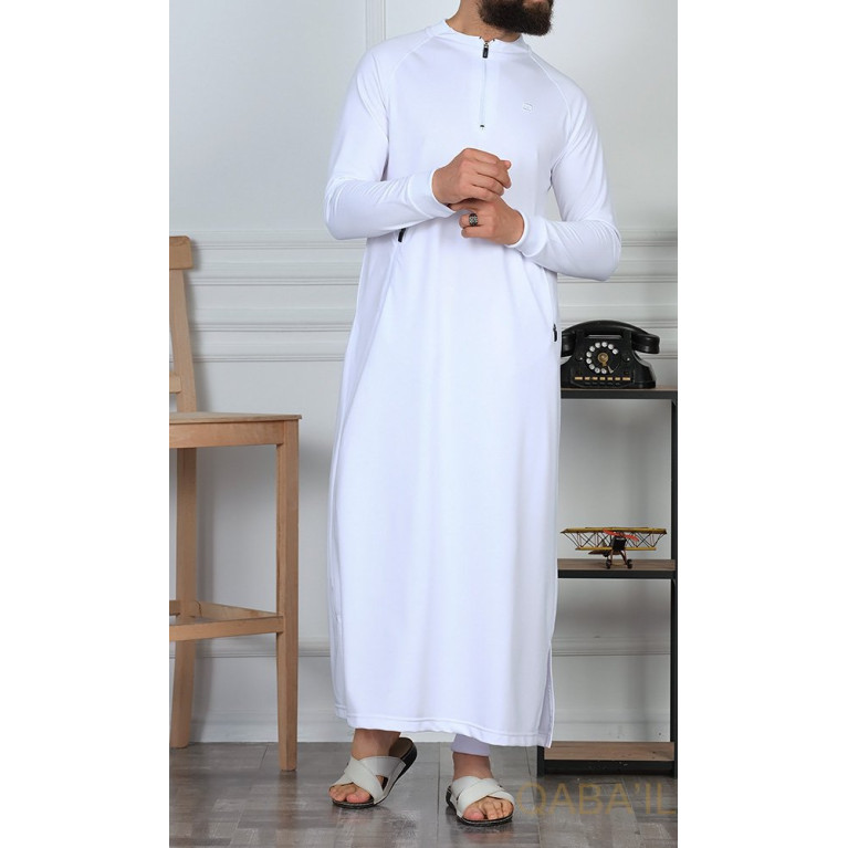 Qamis Long avec Saroual - Blanc - Qaba'il : Longline 