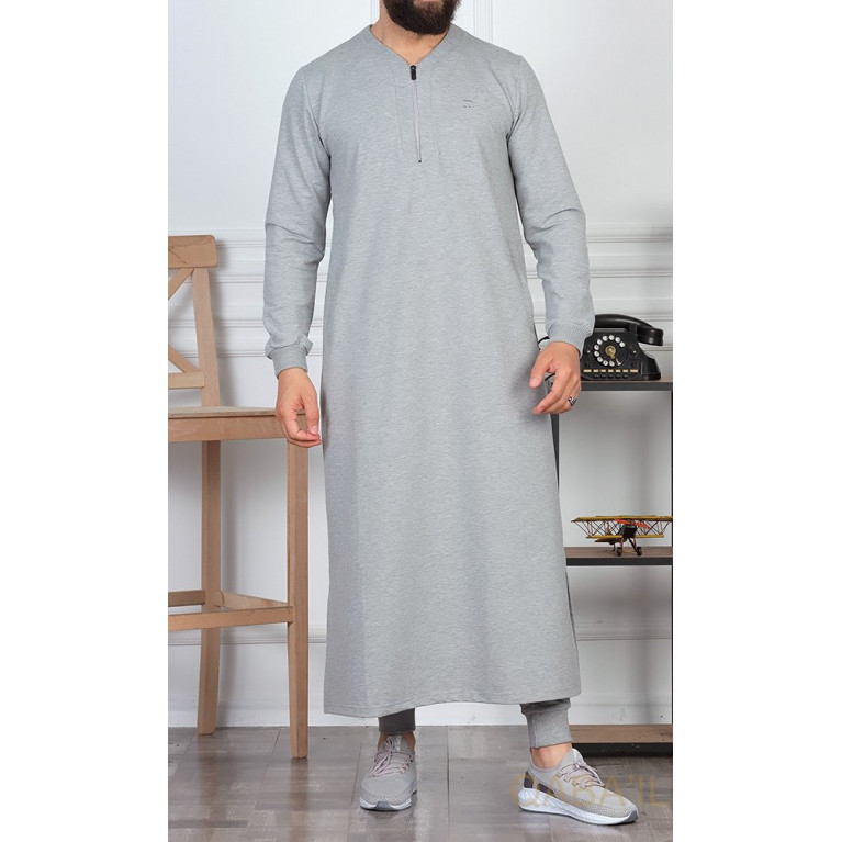 Qamis Long - Gris Clair - Qaba'il : Jersey