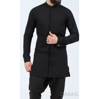 Chemise Ultra Légere Col officier - Noir - Qaba'il 