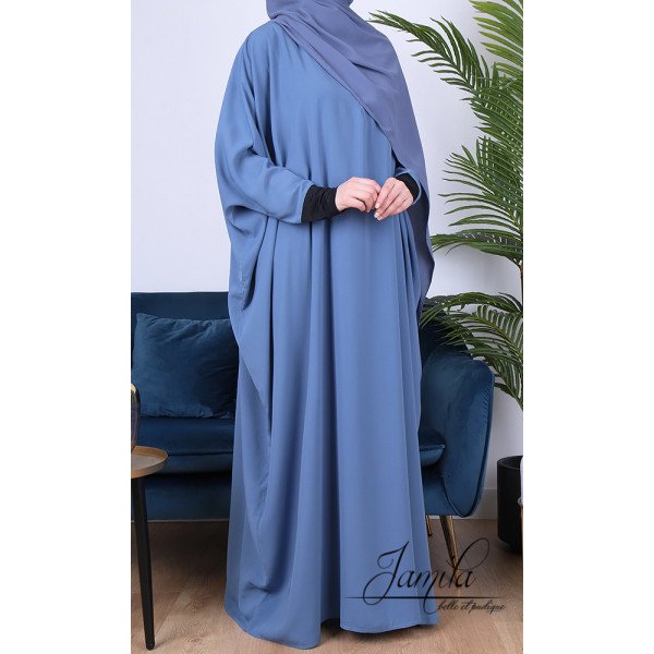  Abaya  Papillon Bleu Jean  Microfibre L ger Jamila