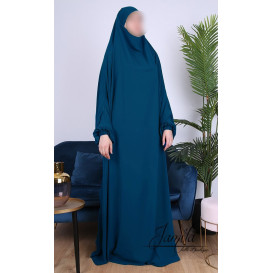 JIlbab 1 Pièce - Bleu Canard - Microfibre Léger - Jamila