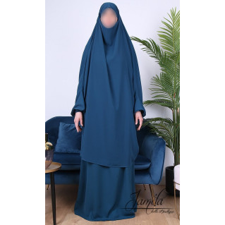 JIlbab 2 Pièces - Bleu Canard - Microfibre Léger - Jamila JIlbab 2 Pièces - Bleu Canard - Microfibre Léger - Jamila