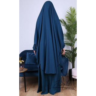JIlbab 2 Pièces - Bleu Canard - Microfibre Léger - Jamila JIlbab 2 Pièces - Bleu Canard - Microfibre Léger - Jamila